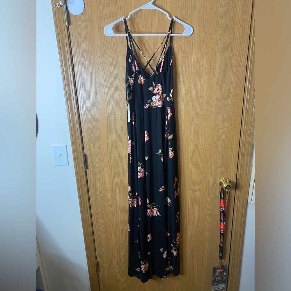 Black maxi dress with flowers